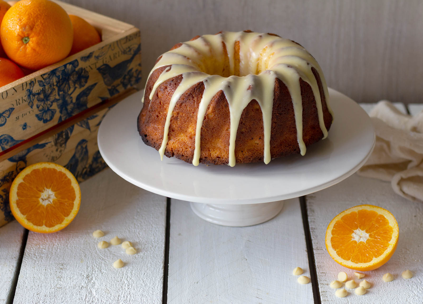 Whole Orange Cake with White Chocolate Twisted Citrus